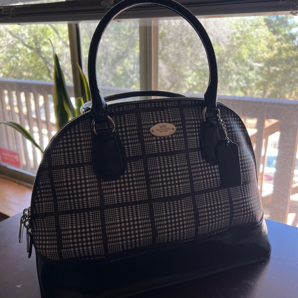 Coach Peyton Glen Plaid Cora domed satchel. F32841